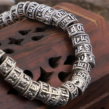 Bracelet Tibétain Perles Gravées Cordon Réglable