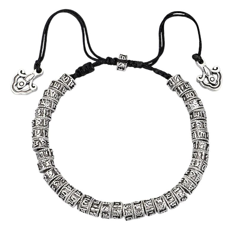 Bracelet Tibétain Perles Gravées Cordon Réglable