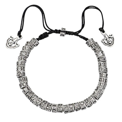 Bracelet Tibétain Perles Gravées Cordon Réglable
