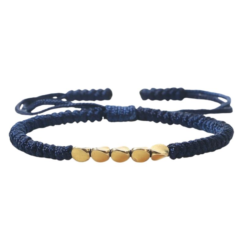 Bracelet Tibétain Tressé Perles Dorées