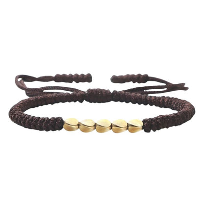 Bracelet Tibétain Tressé Perles Dorées