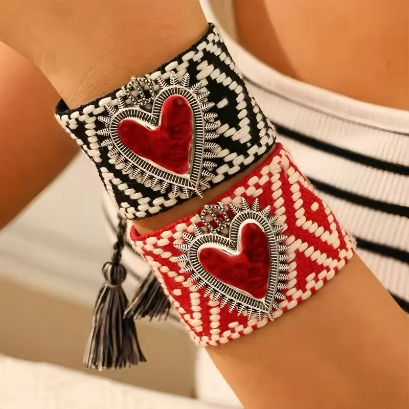 Bracelet en Tissu Femme Cœur Sacré