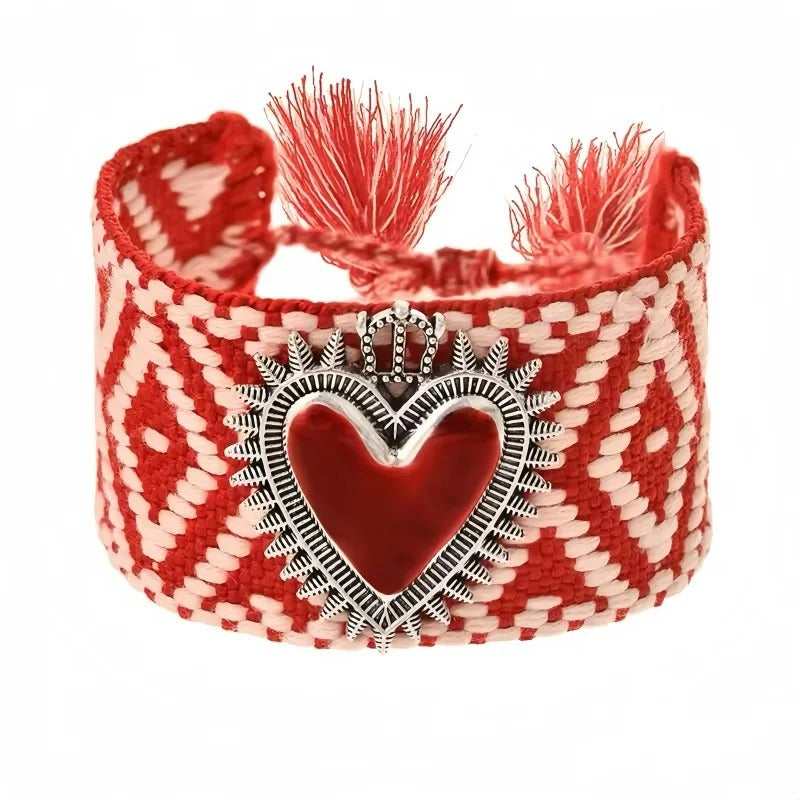 Bracelet en Tissu Femme Cœur Sacré