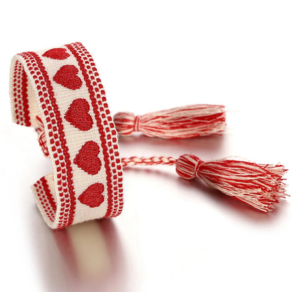 Bracelet en Tissu Femme Cœur