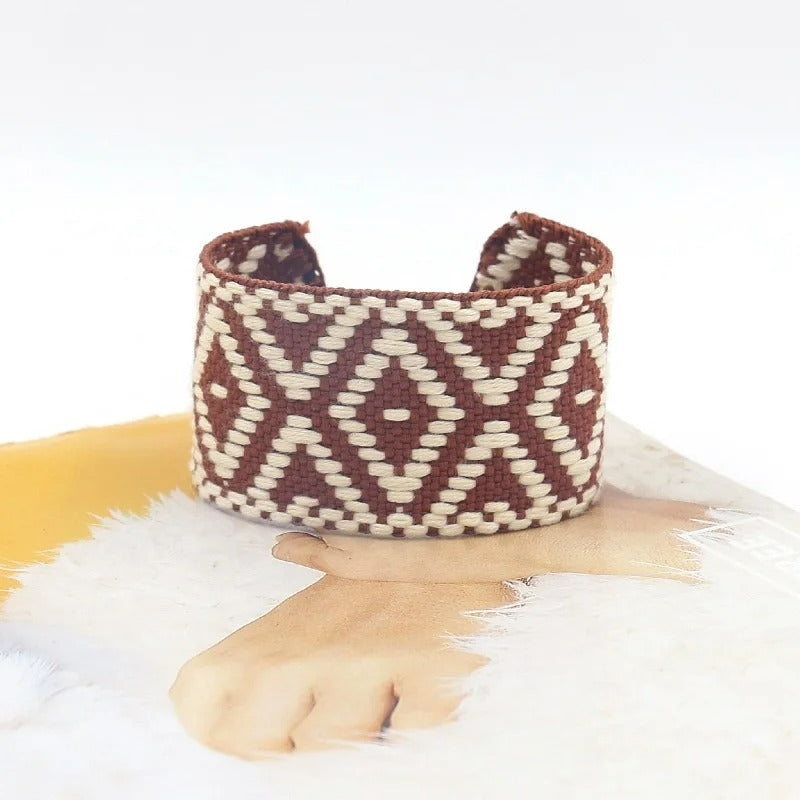 Bracelet en Tissu Femme Motif Tissé Bohème