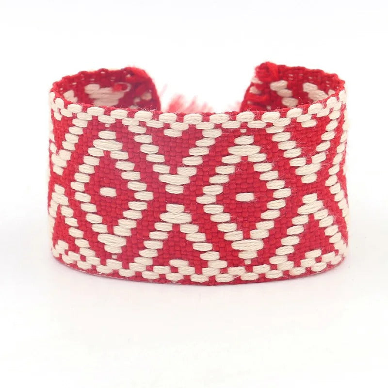 Bracelet en Tissu Femme Motif Tissé Bohème