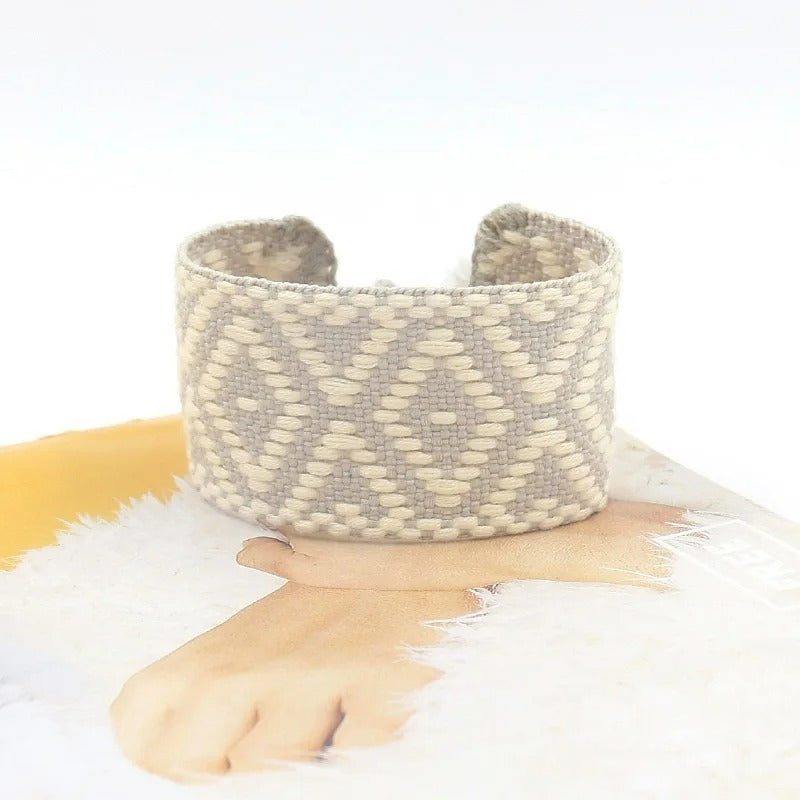Bracelet en Tissu Femme Motif Tissé Bohème
