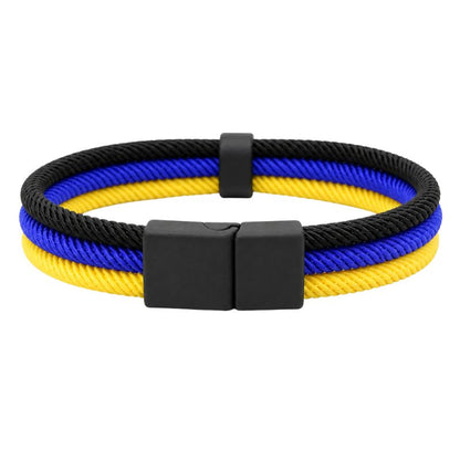 Bracelet en Tissu Noir Bleu Jaune