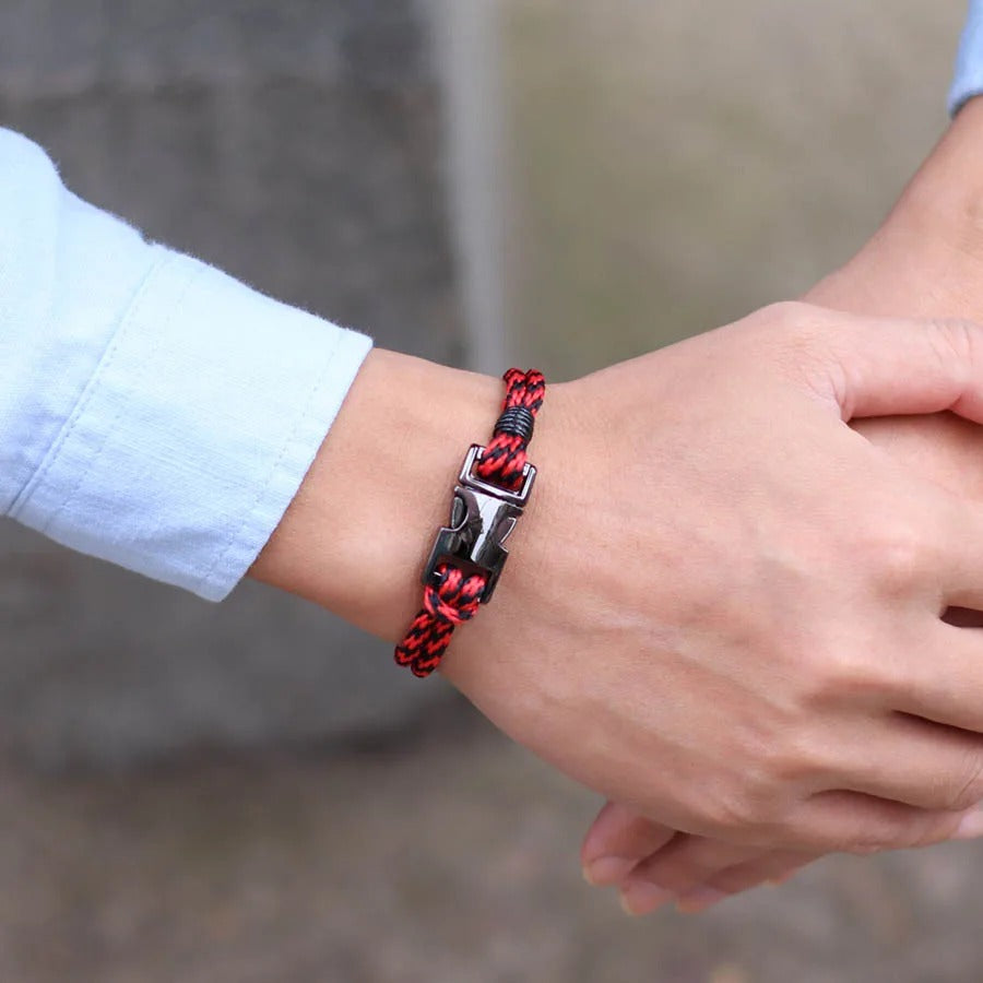 Bracelet en Tissu Rouge et Noir