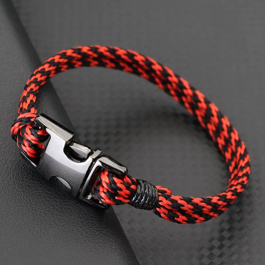 Bracelet en Tissu Rouge et Noir