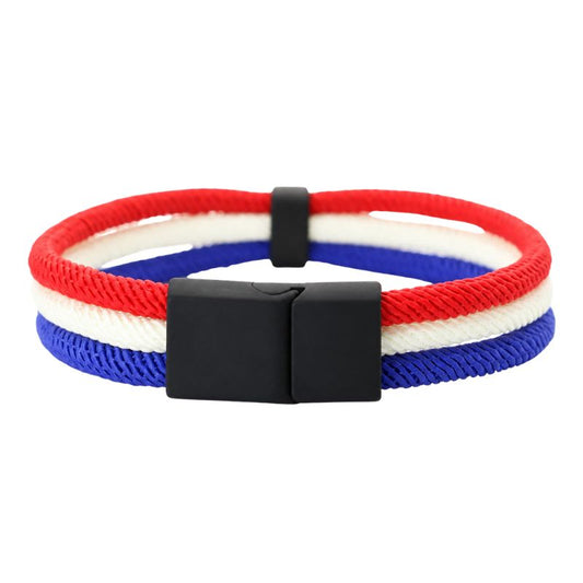 Bracelet en Tissu Tricolore Bleu Blanc Rouge