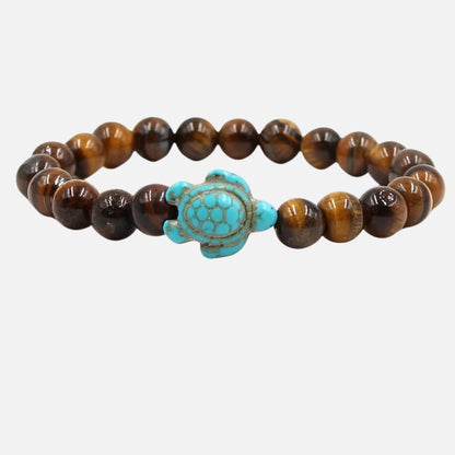 Bracelet Tortue avec Perles en Pierre Naturelle