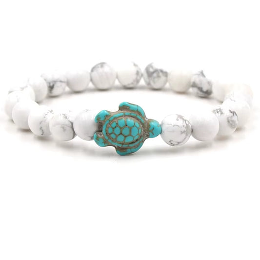 Bracelet Tortue avec Perles en Pierre Naturelle