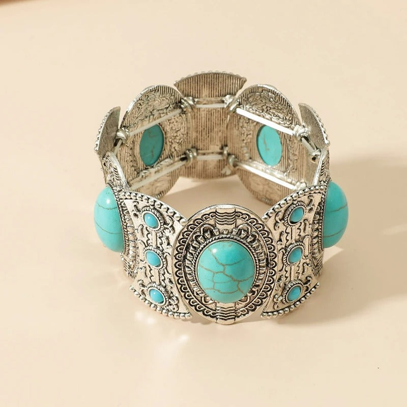 Bracelet Turquoise Femme Manchette Large Bohème