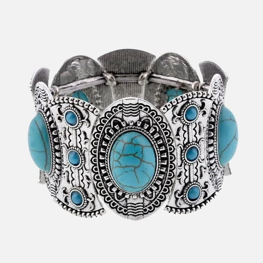 Bracelet Turquoise Femme Manchette Large Bohème