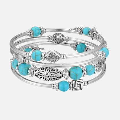 Bracelet Turquoise Femme Perles Ciselées