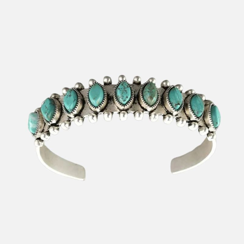 Bracelet Turquoise Femme Rangée De Pierres