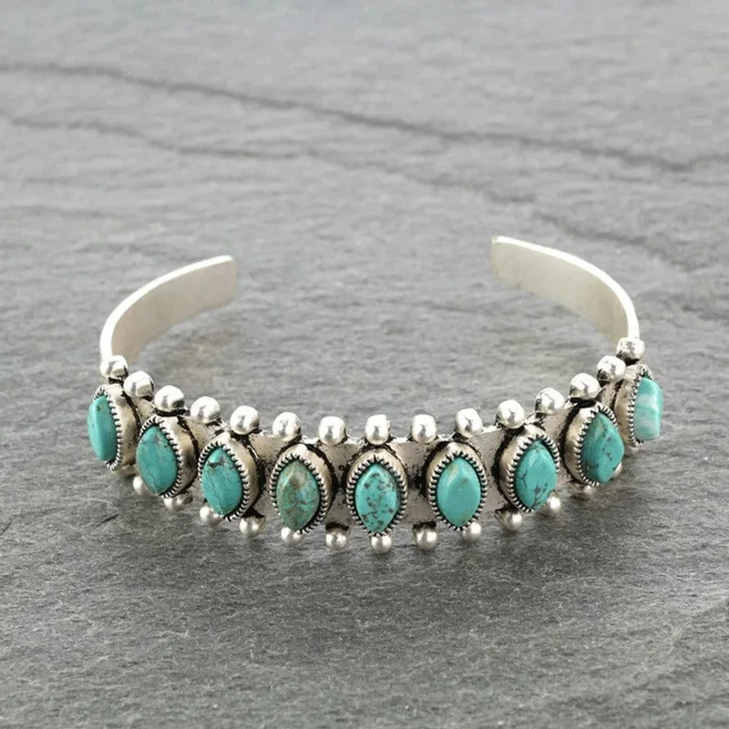 Bracelet Turquoise Femme Rangée De Pierres