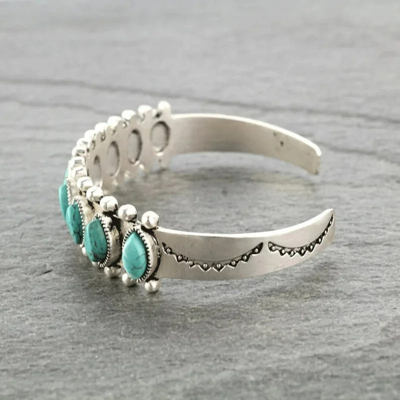 Bracelet Turquoise Femme Rangée De Pierres