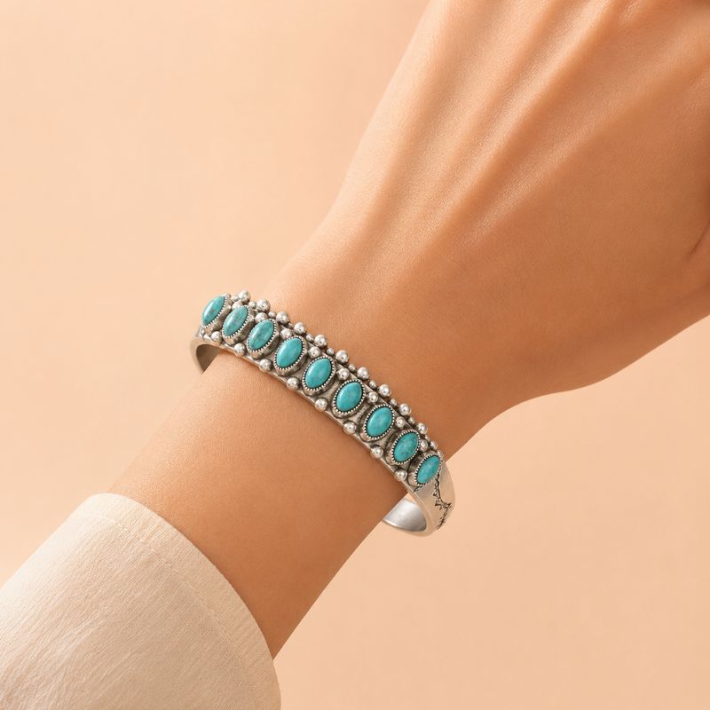 Bracelet Turquoise Femme Rangée De Pierres