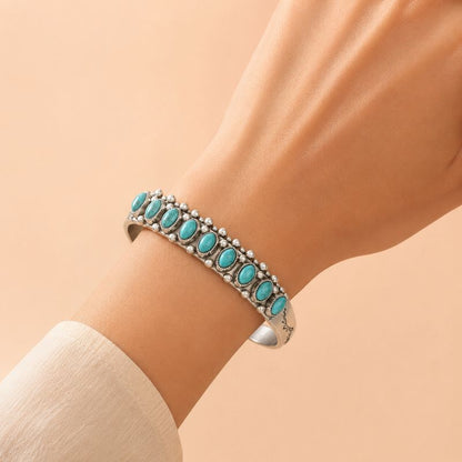 Bracelet Turquoise Femme Rangée De Pierres