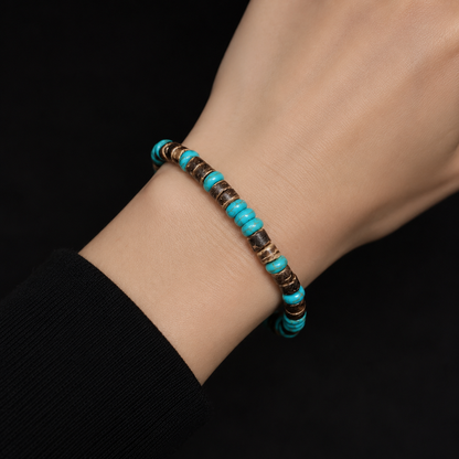 Bracelet Turquoise Femme Rondelles Bleues Et Coco