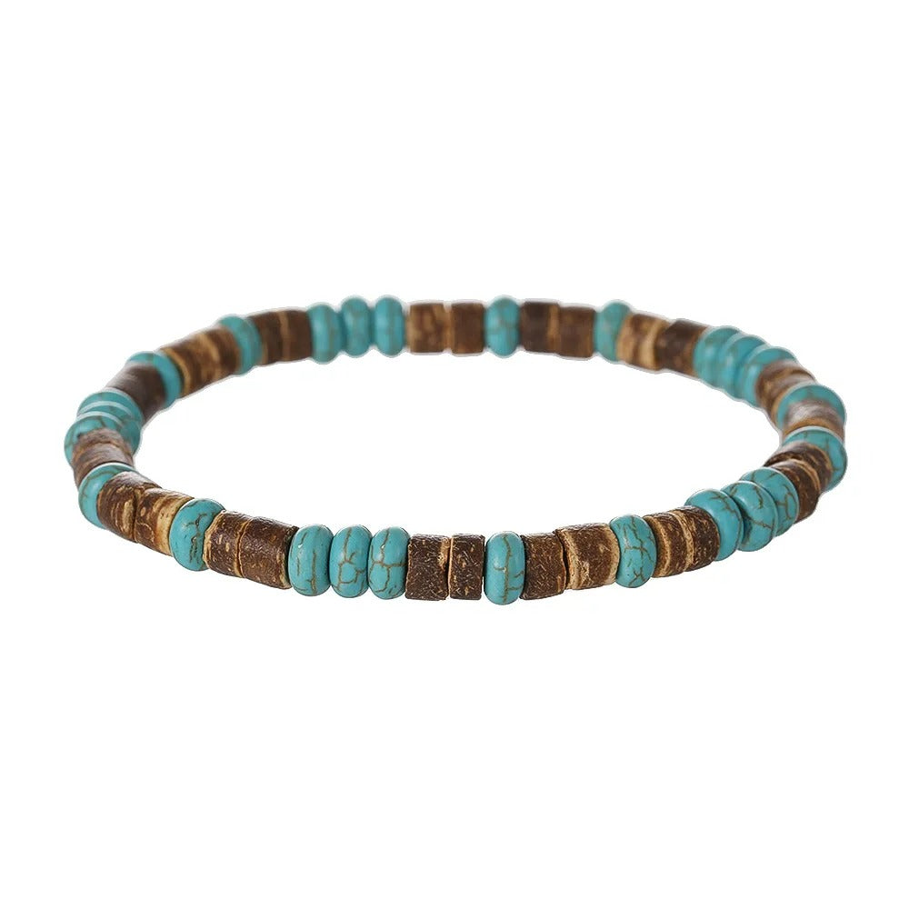 Bracelet Turquoise Femme Rondelles Bleues Et Coco