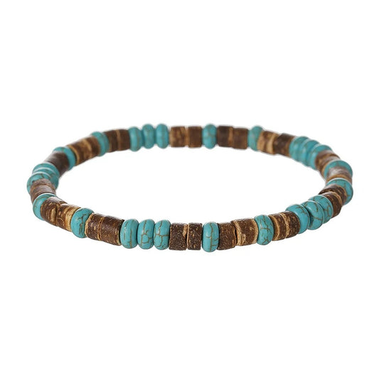 Bracelet Turquoise Femme Rondelles Bleues Et Coco