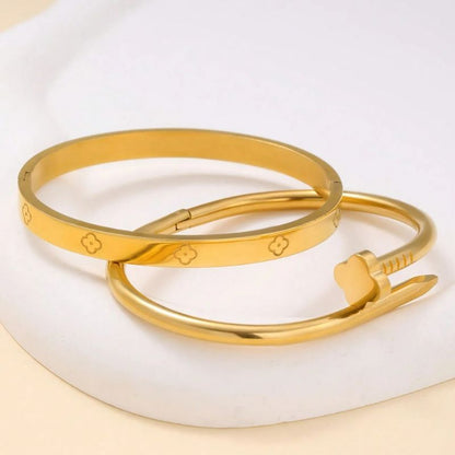 Duo Bracelet Femme Trèfle Acier Inoxydable Intemporel