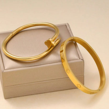 Duo Bracelet Femme Trèfle Acier Inoxydable Intemporel