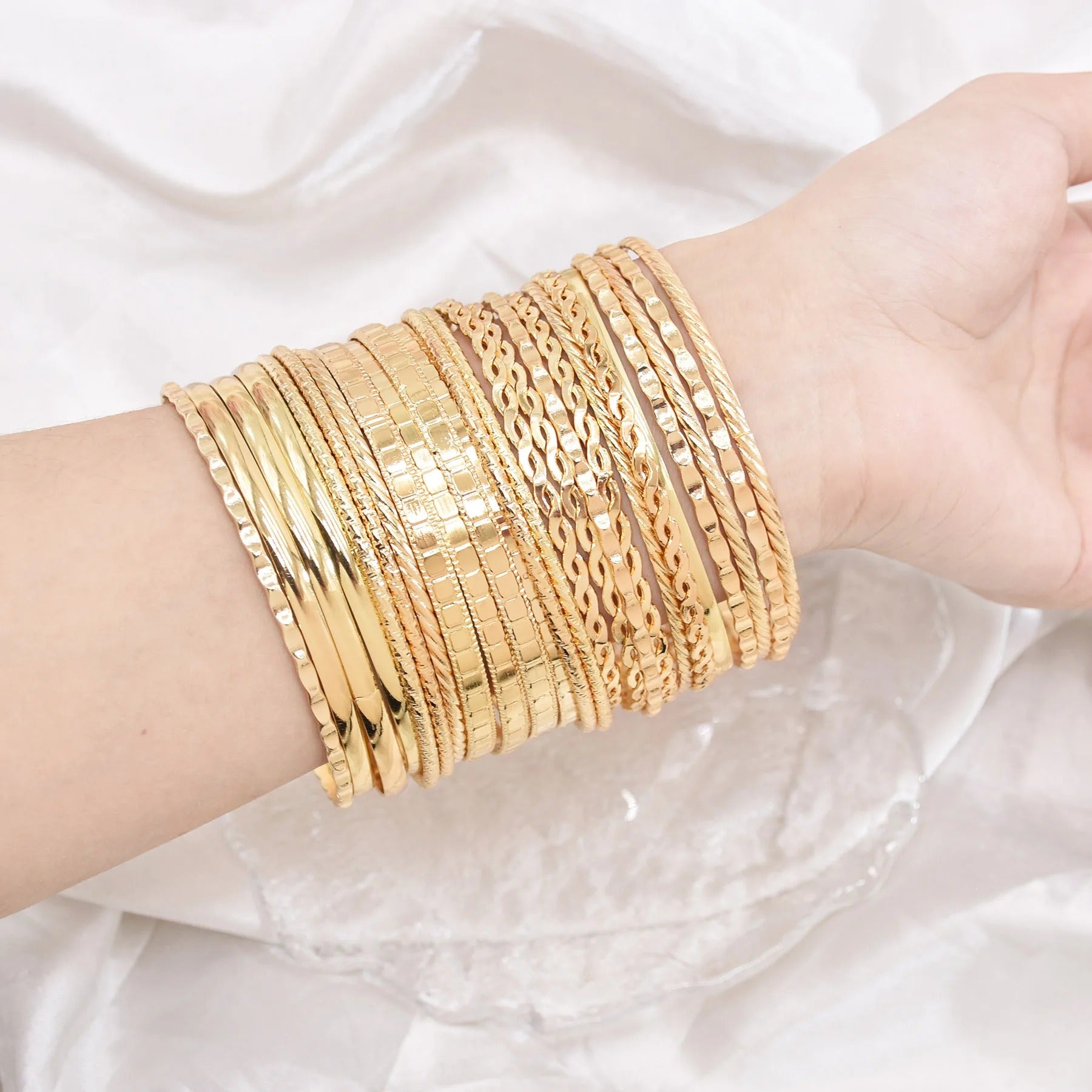 Ensemble Bracelets Indien Femme Dorés Harmonie
