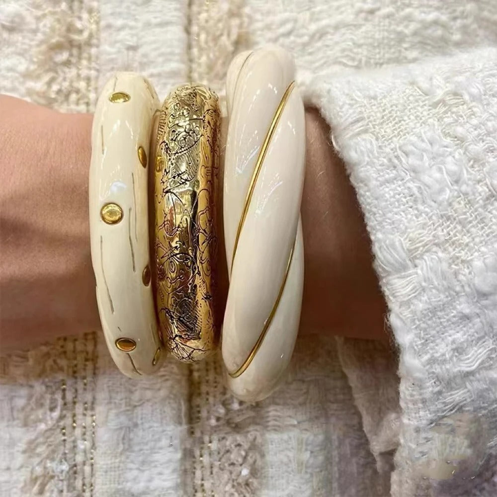 Gros Bracelet Femme Torsadé Finition Émaillée