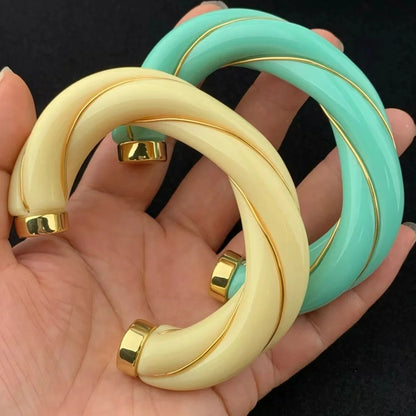 Gros Bracelet Femme Torsadé Finition Émaillée