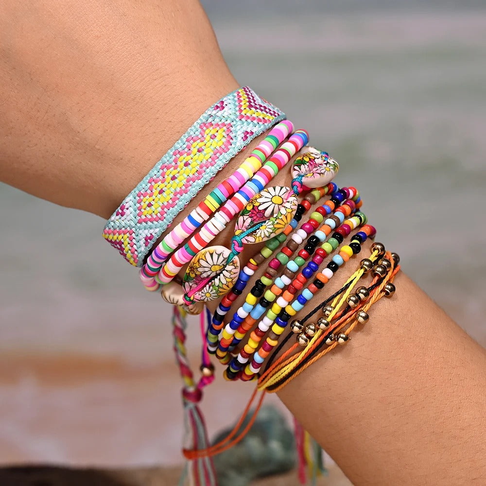 Lot 10 Pièces Bracelet Brésilien Femme Explosion De Couleurs