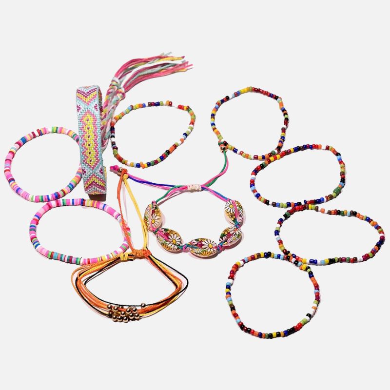 Lot 10 Pièces Bracelet Brésilien Femme Explosion De Couleurs