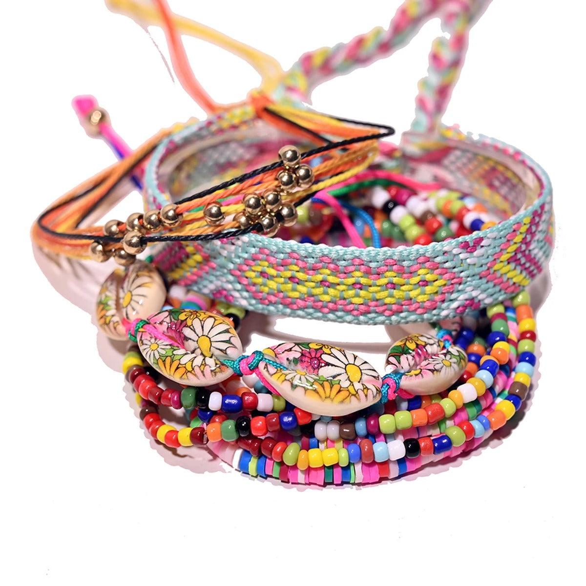 Lot 10 Pièces Bracelet Brésilien Femme Explosion De Couleurs