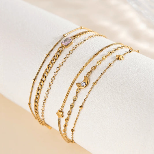 Lot de 2  Bracelet Femme Multirang Bohème Doré