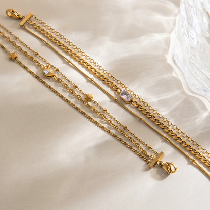 Lot de 2  Bracelet Femme Multirang Bohème Doré