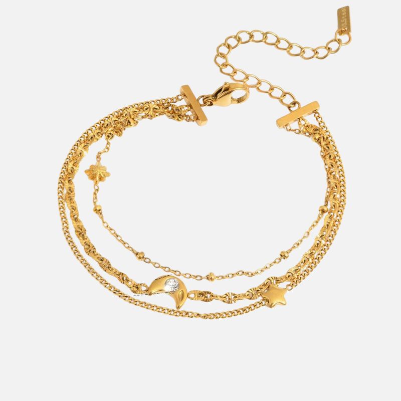 Lot de 2  Bracelet Femme Multirang Bohème Doré