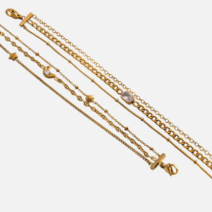 Lot de 2  Bracelet Femme Multirang Bohème Doré