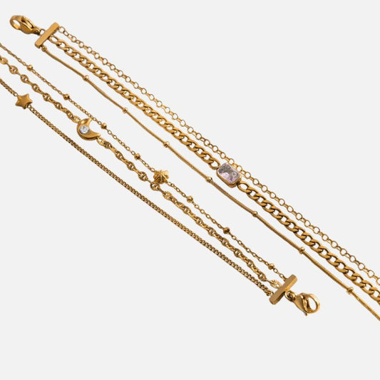 Lot de 2  Bracelet Femme Multirang Bohème Doré