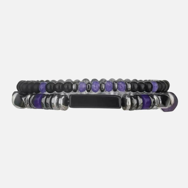 Lot 2 Bracelets Améthyste Homme Tendance