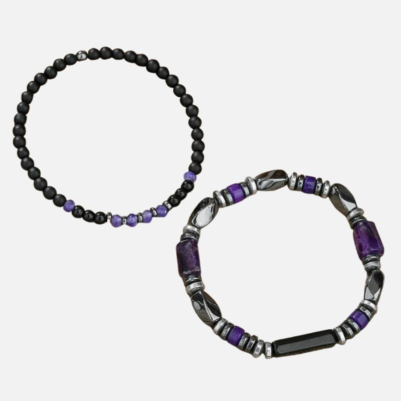 Lot 2 Bracelets Améthyste Homme Tendance
