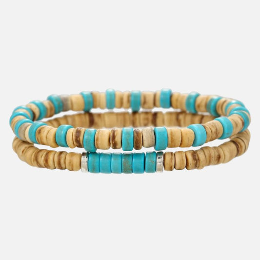 Lot 2 Bracelets Homme Perles Coco