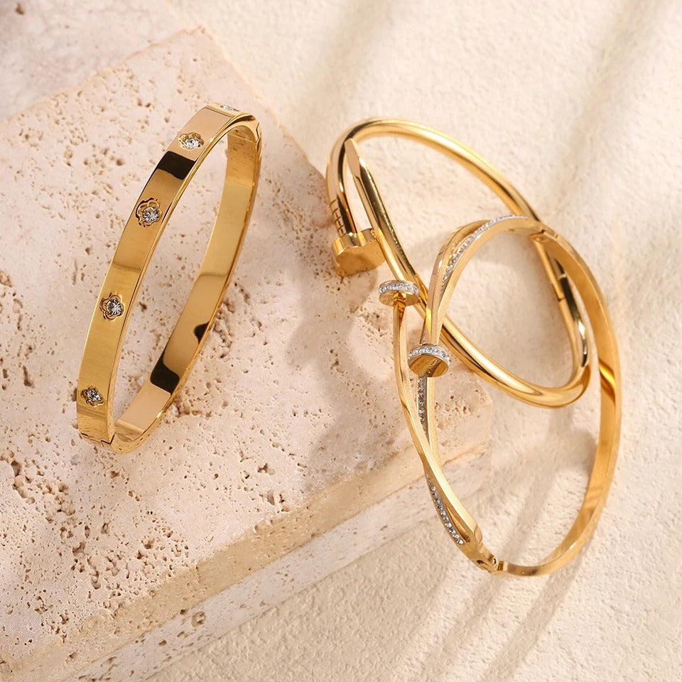 Lot 3 Bracelet Acier Inoxydable Élégance Sculptée Au Poignet