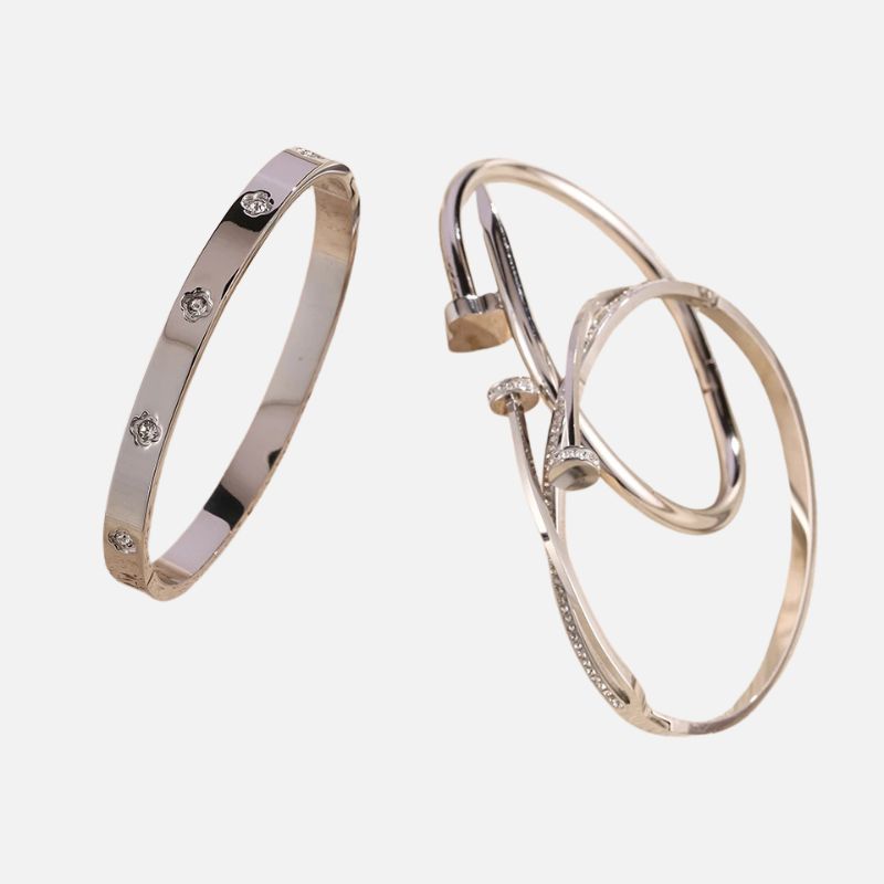 Lot 3 Bracelet Acier Inoxydable Élégance Sculptée Au Poignet