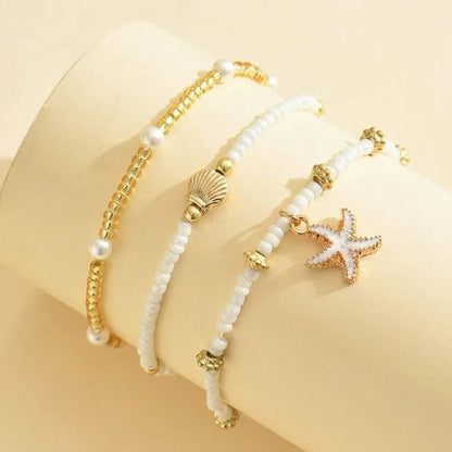 Lot de 3 Bracelet Cheville Femme Étoile Coquillage