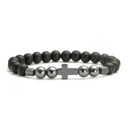 Lot 3 Bracelet Croix Homme Métal Et Pierre