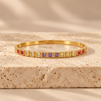 Lot de 3 Bracelets Joncs Arc-En-Ciel - Acier Inoxydable