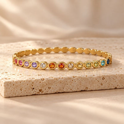 Lot de 3 Bracelets Joncs Arc-En-Ciel - Acier Inoxydable